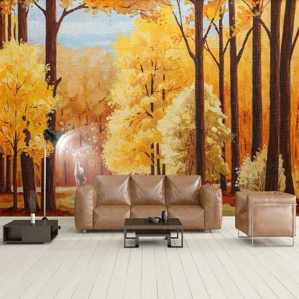 

wallpapers fresh nordic forest elk watercolor wallpaper wall covering background