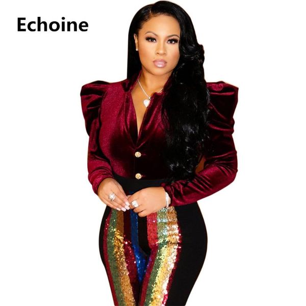 

women's jackets women v-neck velvet jacket long sleeve ruffle bodycon female clubwear outfit crop party elegant streetwear, Black;brown