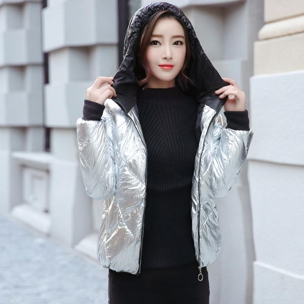 

women's trench coats fur collar silver down jacket warm coat for women hooded, Tan;black
