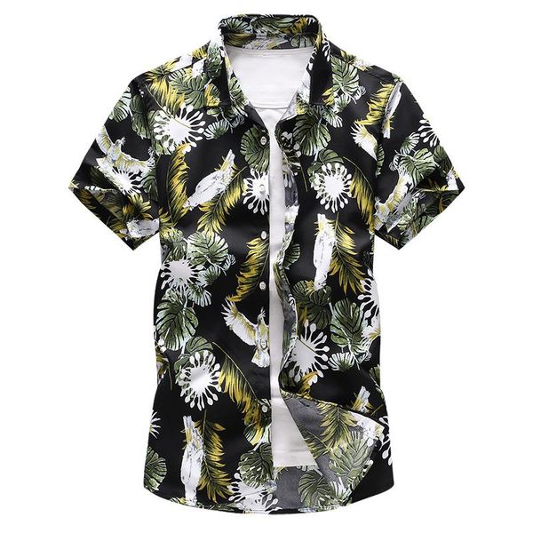 

beach hawaiian shirt plus size 4xl 5xl 6xl 7xl men 2021 summer style print casual short sleeve camisa masculina men's shirts, White;black