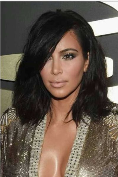 

wig female short curly hair slanting bangs chemical fiber wig headgear, Black