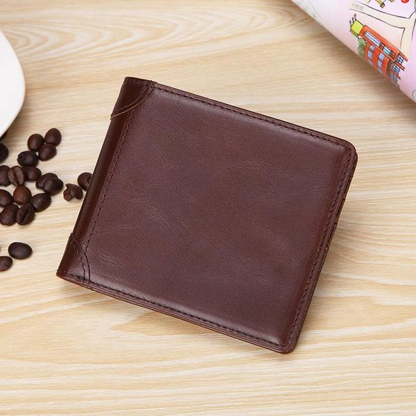 

wallets ffid wallet short genuine leather zipper coin purse card holder slim retro multi-functional, Red;black