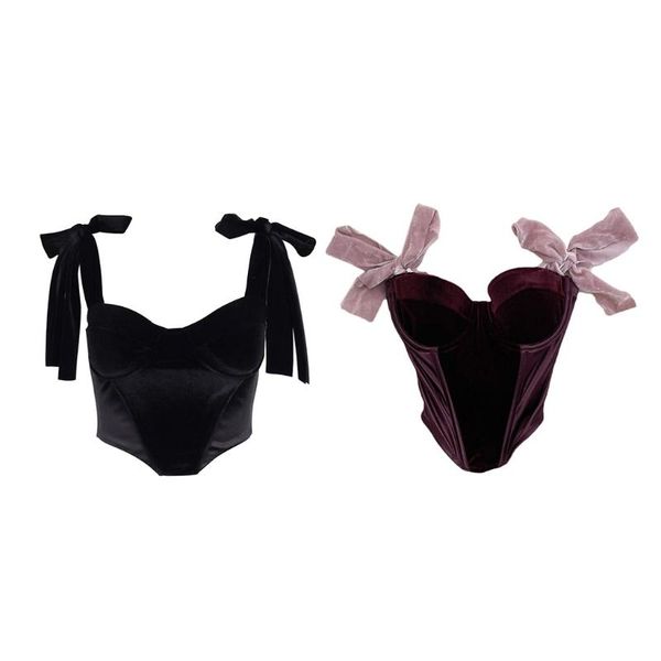 

belts body shaper velour tank padded underwire boning lining tie up gothic summer bustier women casual party corset, Black;brown