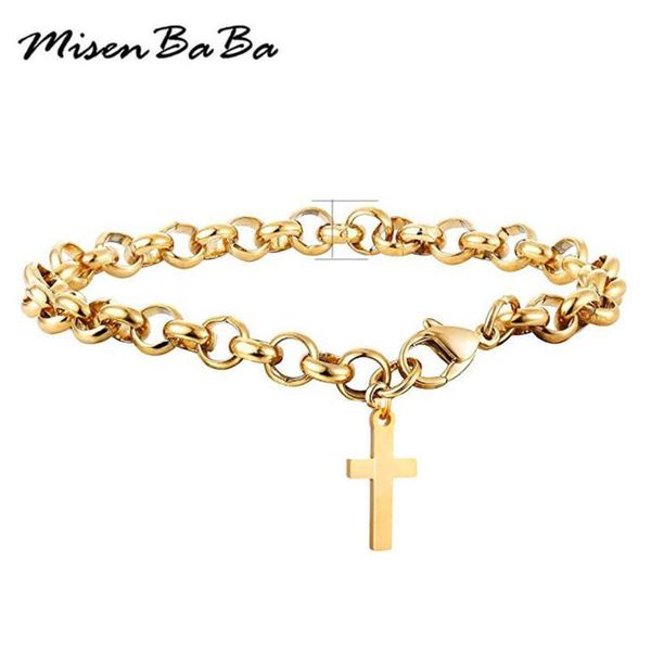 

charm bracelets catholic stainless steel cross for woman men charms bracelet crucifix christian jewelry easter gift, Golden;silver