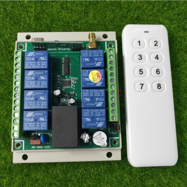 

433mhz universal ac110v 220v 8 channel rf wireless remote light control switch receiver transmitter remot relay controlers