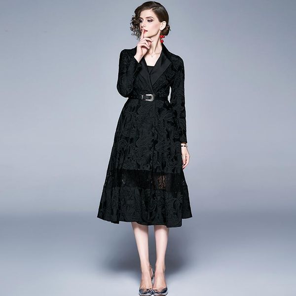 

women's trench coats jacquard coat fashion korean women spring/autumn black windbreaker vintage long and jackets, Tan;black
