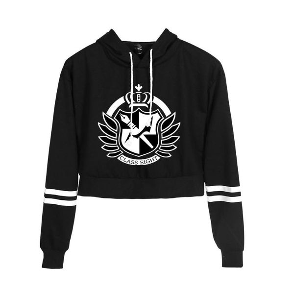

women's hoodies & sweatshirts anime danganronpa monokuma black white bear yellow crop hoodie harajuku cropped sweatshirt streetwear hip