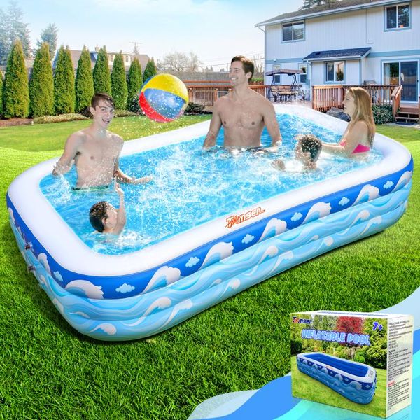 

pool & accessories 305*183*56cm summer rectangular family inflatable big swimming bathing tub for kids adults above ground outdoor waterb