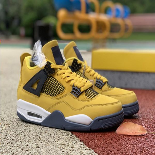 

mens -13 women outdoor shoes 4s basketball portsmarket jumpman with high men 4 sneakers yellow box size quality hdvli, Black