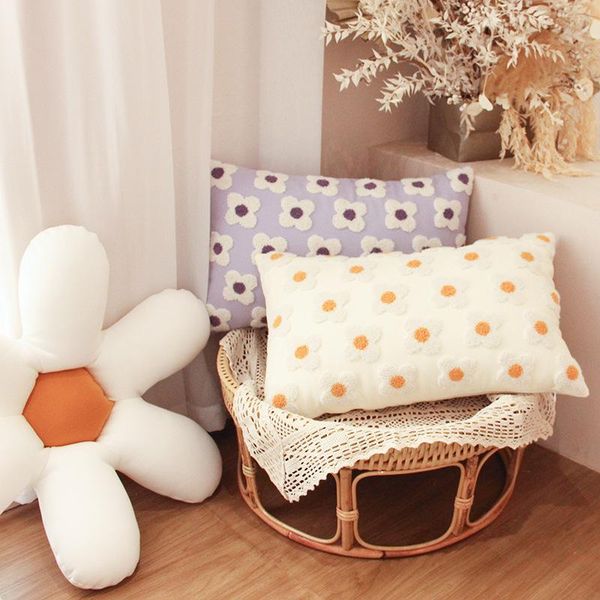

cushion/decorative pillow 2pcs cotton flower throw cover dotted case art cushion for living room home decoration embroidery pillowcase