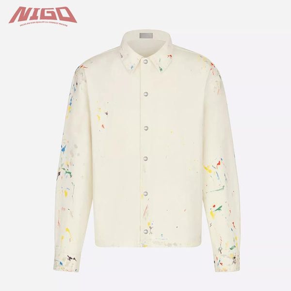 

men's dress shirts nigo d 21ss long sleeve coat shirt #nigo612, White;black
