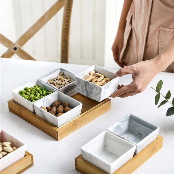 

dishes & plates nordic ceramic marble fruit plate creative candy dish dried tray snack storage for party home kitchen accessory