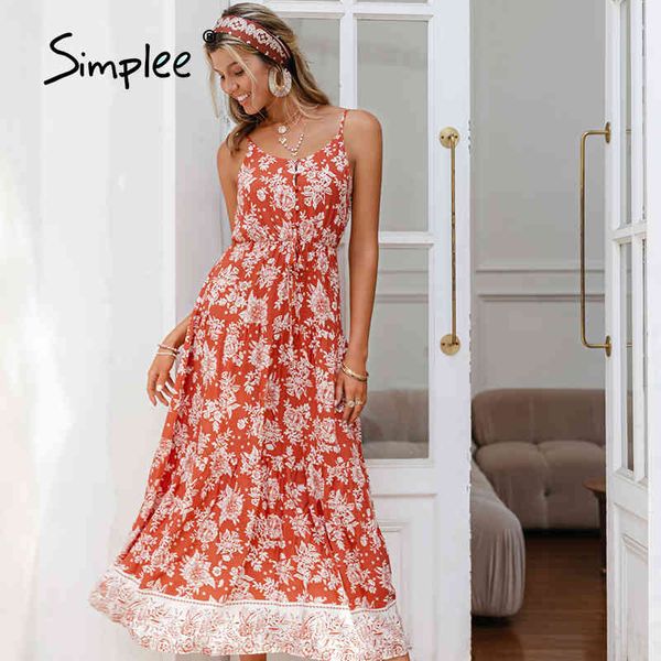 

boho floral print women spaghetti dress summer v-neck sash high waist a-line sundress elegant sleeveless vestidos 210414, Black;gray