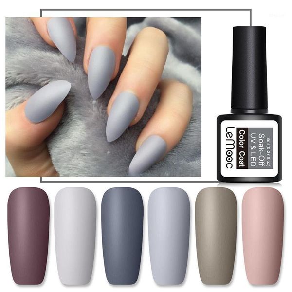 

8ml matte coat color uv gel nail polish gray series semi permanent soak off varnish diy art paint1, Red;pink