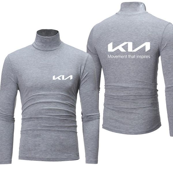 

men's hoodies & sweatshirts 2021 autumn kia logo long-sleeved mens t-shirt solid color lining high-neck men sweatshirt, Black