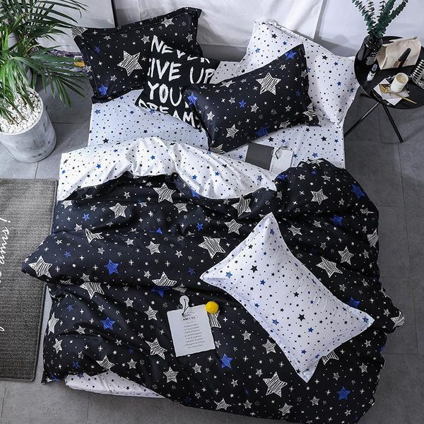 

bedding sets 3/4pcs home textile star soft flat sheet/fitted sheet duvet cover bedclothes pillowcase double bedline dropship
