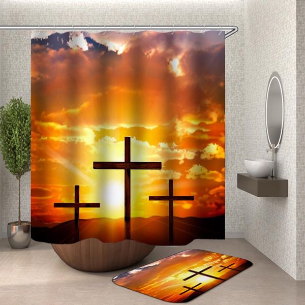 

christian cross shower curtain waterproof for bathroom drop wc toilet curtains