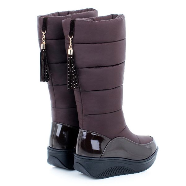 

the most size 35-44 snowboots thick women with skin mid-calf chunky winter boots women's shoes, Black