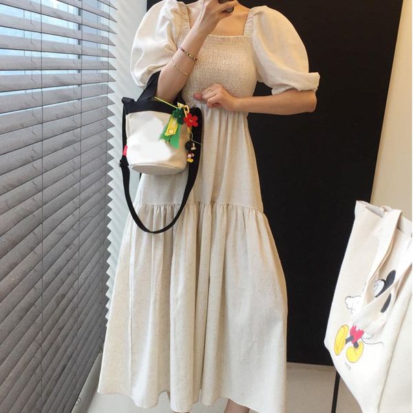 

women minimalism temperament pleated design sense ruffles dress square collar loose fashion summer 16f0850 210510, Black;gray