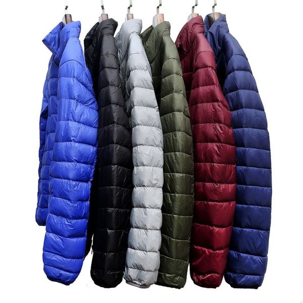 

super light winter men's high neck, fashionable white duck down et, thin coat, portable large 4xl 5xl, 90%, Black
