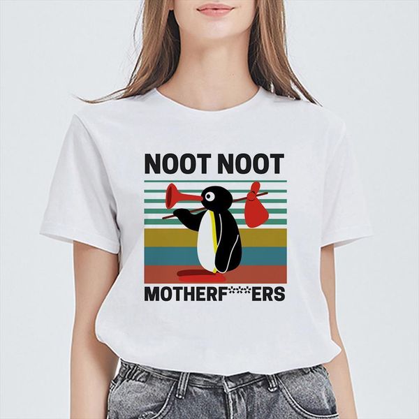 

female noot motherf er mens t shirts funny tees kawaii oversize pingu letter print harajuku vestidos, White;black