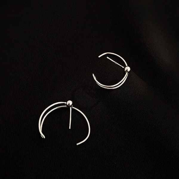 

hoop & huggie fashion jewelry round bead metal earrings simple personality silvery plating for girl gifts, Golden;silver
