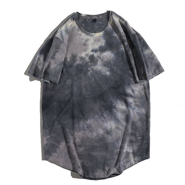 

men's t-shirts fashion high street black and gray tie-dye t-shirt, loose pullover round neck short sleeves tees zt20-000 5vsx, White;black