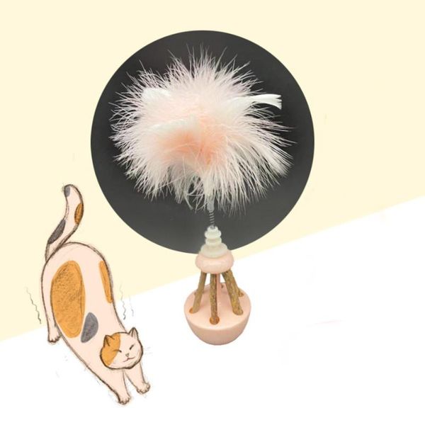 

cat toys pet self-hey automatic feathers tease ball toy sticktumbler interactive with cats cartoon fun durable supplies 1pcs