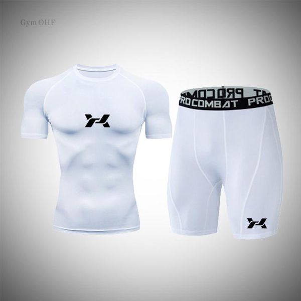 

running jerseys men's compression suit sports tights quick drying training gym sportswear jogging shorts, Black;blue