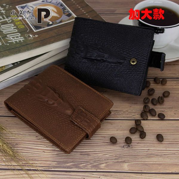 

the wallet piroyce multifunctional men's leather short alligator head wallet, Black