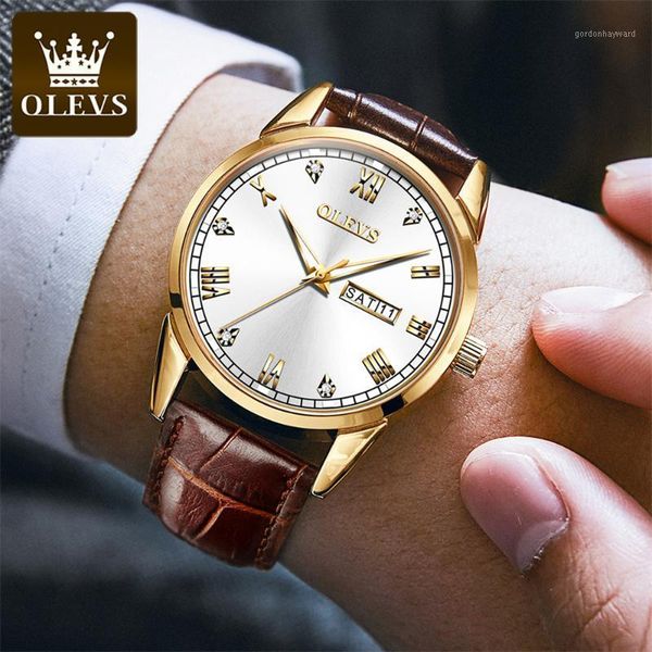 

men watch waterproof classic simple fashion watches quartz movement leather strap sport clock reloj wristwatches, Slivery;brown