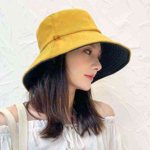 New Double-faced Women Bucket Hat Candy Color Protezione solare Cappello da viaggio all'aperto Cappellini da ciclismo Cappelli da pescatore Hip Hop Panama Cap G220311