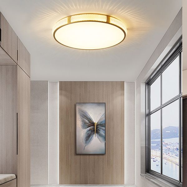 Plafoniera a LED in rame Lampada da camera da letto di lusso americana Lampada da corridoio nordica minimalista per corridoio moderna illuminazione decorativa per soggiorno