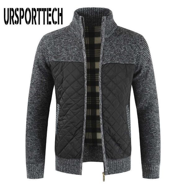 

ursporttech men's sweaters autumn winter warm knitted sweater jackets outwear cardigan coats male clothing casual knitwear 3xl 210528, White;black