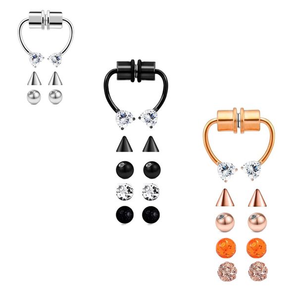 Magnetischer Septum-Nasenring für Männer und Frauen, Edelstahl, kein Piercing, Körperschmuck, Hufeisen, gefälschter Nasenring