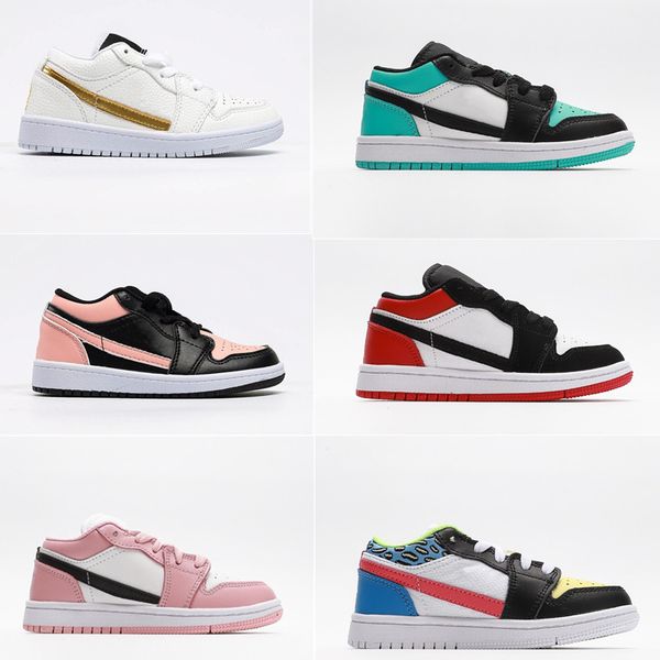 

td low gs kids baketball shoes black toe crimson tint emerald funky patterns light arctic pink big boys girls toddler children outdoor sport