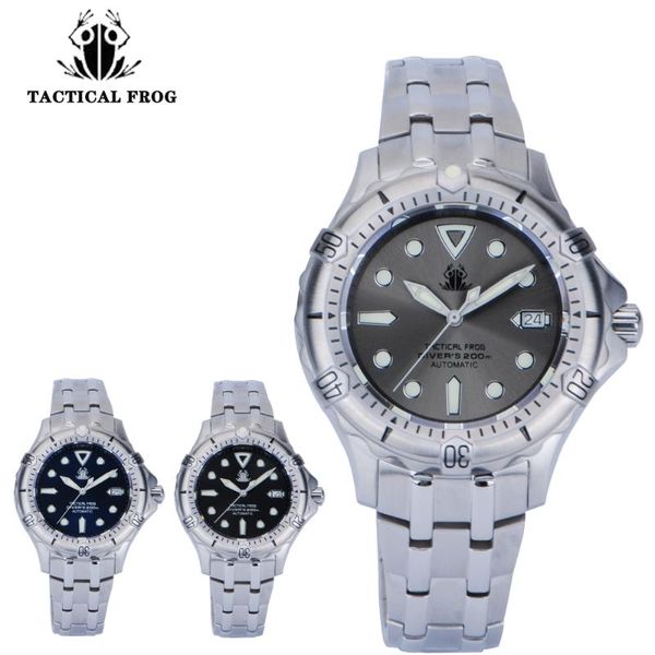 

wristwatches tactical frog watch nh35a vintage mechanical watches men 20atm diver sapphire crystal automatic reloj hombre, Slivery;brown