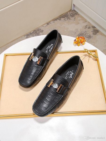 

mm brand men's casual shoes luxury genuine leather flats breathable slip-on designer shoe for men moccasins mens slip-on loafers a2, Black