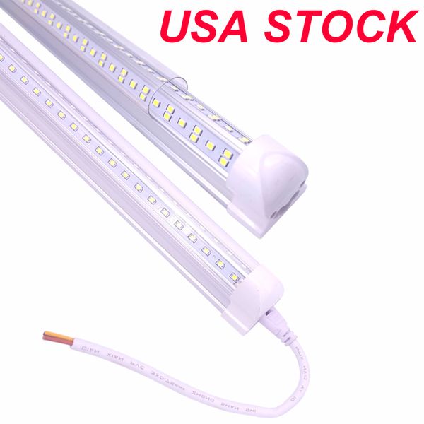 25 / Pack Cooler Door Integrated V Forma 8FT LED Tubo Luz 6500K 144W Lente Clear 14400lm para Armazém Estoques de Garagem em Nova Jersey AC85-265V 15000LM USA Stock