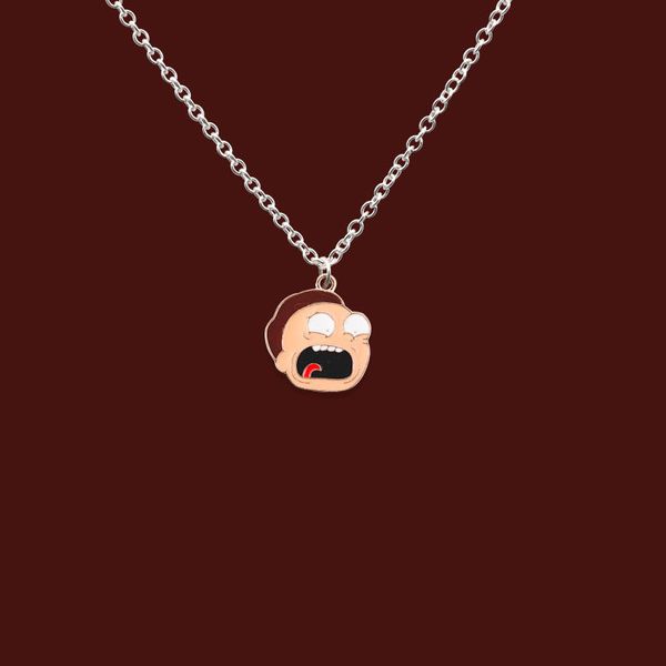 

rick and morty design metal necklace with pendant fashion gift anniversary party, Silver