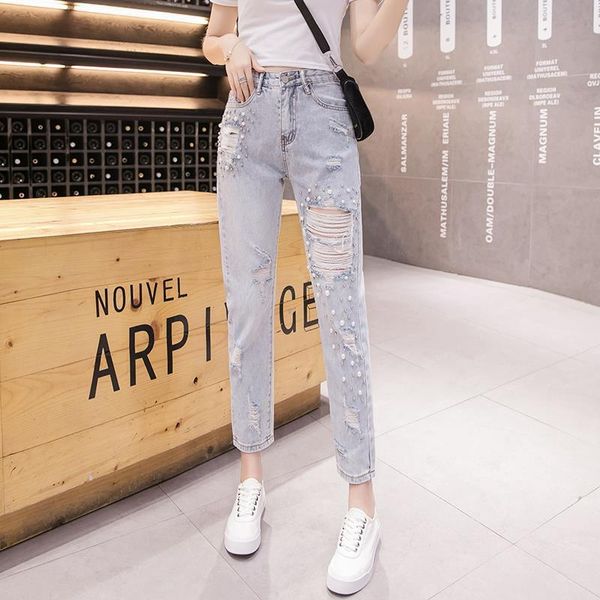 

women's jeans 2021 autumn women elastic high waist skinny pants fashion pocket causal slim korean stretch denim trousers e424, Blue