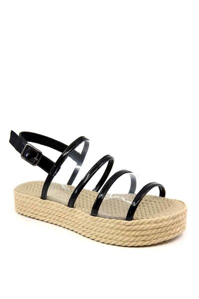 

sandals women's black transparent strappy 7154