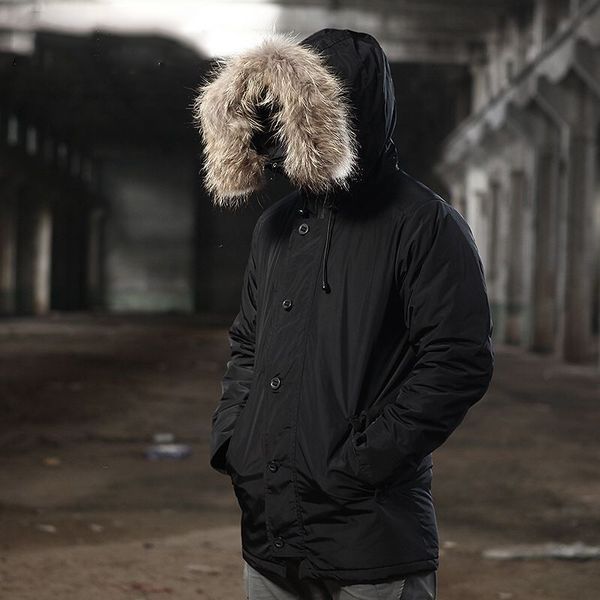 

men's jackets brand winter men thick thermal parkas long male fashion down coats fur collar outerwear trench hooded warm g7k6, Black;brown