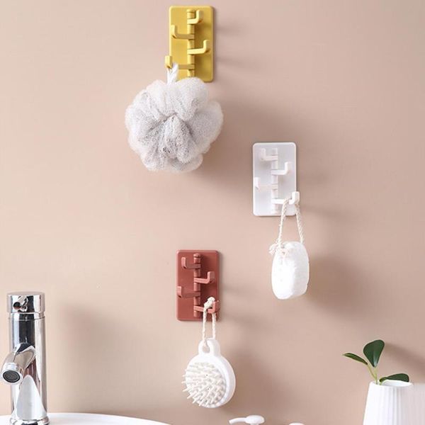 

hooks & rails self-adhesive hook waterproof wall mount bathroom home door key hat hanger for kitchen bashroom