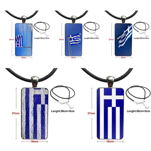 

pendant necklaces greek greece flag fashion glass cabochon necklace women steel color choker rectangle for girls gifts, Silver