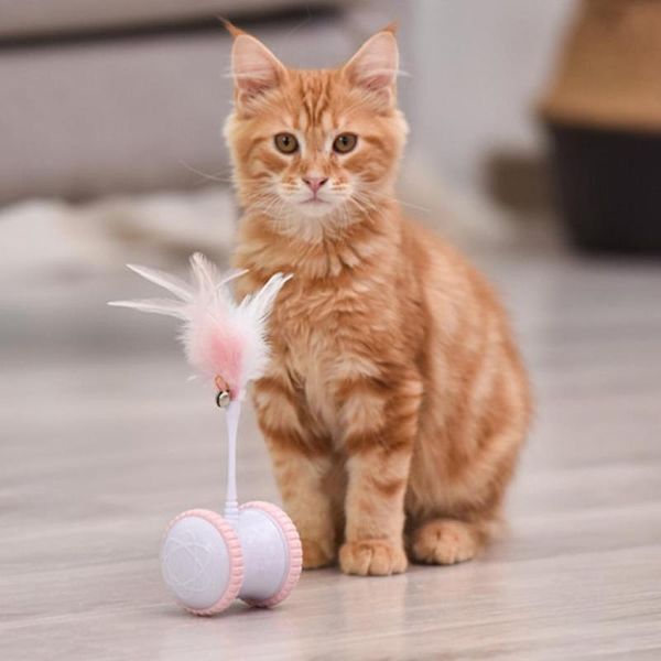 

cat toys smart electronic toy interactive automatic rotating running pet funny games feather for cats usb