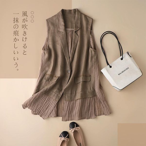 

women's vests 2113 summer women coat elegant patchwork pockets casual loose a buckle fashion office lady outerwear sleeveless jacket, Black;white