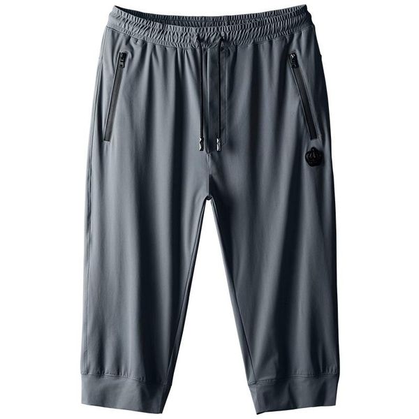 

men's pants for men, the summer line of cropped ice slacks is logo oversize sport, Black