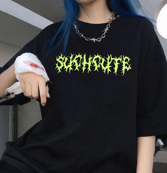 

women's t-shirt harajuku punk gothic hip-hop fashion casual female big size short-sleeved letter vintage tees dark ulzzang fun, White