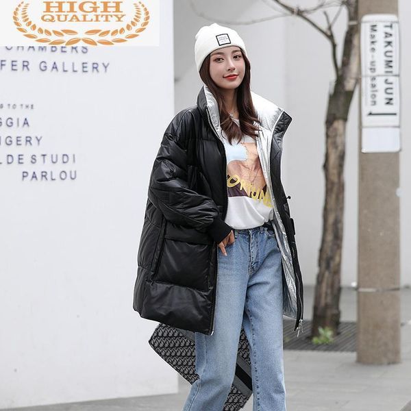 

leather genuine jacket women 2021 real sheepskin coat female parkas women's winter down jackets oversized mujer chaqueta & faux, Black